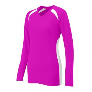 Neon pink and white long sleeve performance shirt. From Smack Sportswear.
