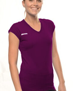 Female in a slim-fitting cap sleeve volleyball jersey. From Smack Sportswear.