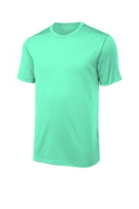 Bright green short sleeve shirt.