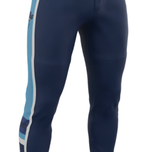 Custom full-length baseball pants side and front view