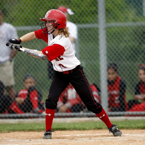 softball player at bat