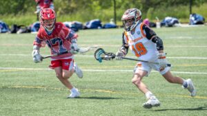 two kids playing lacrosse