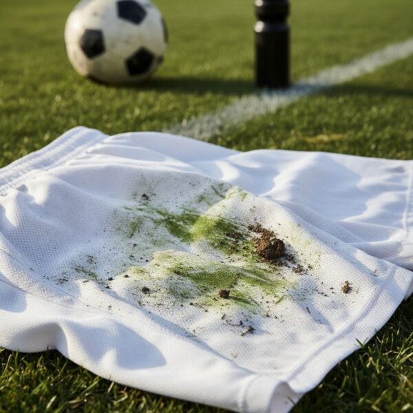 jersey shorts with grass stain on it